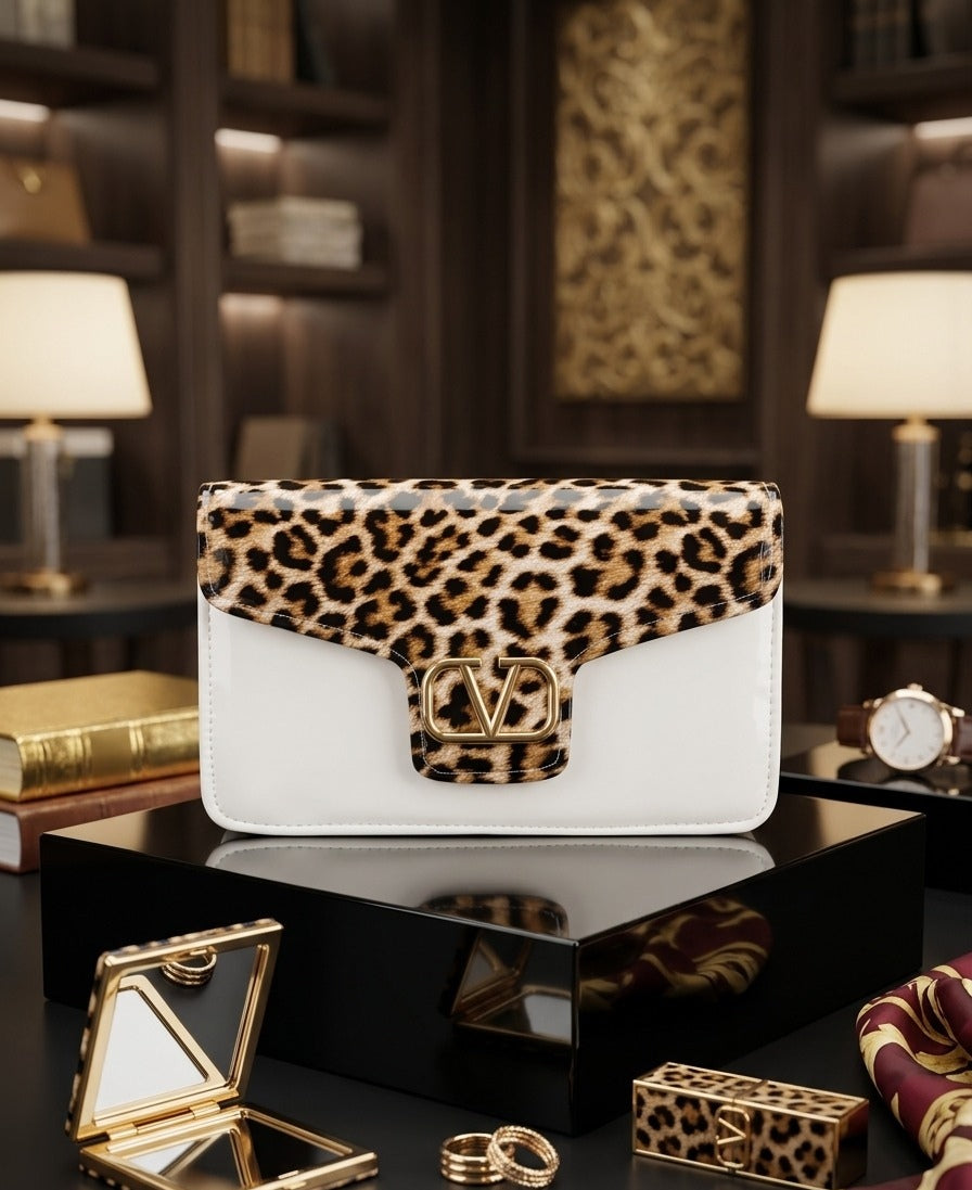 Wild Elegance Leopard Patent Leather Handbag
