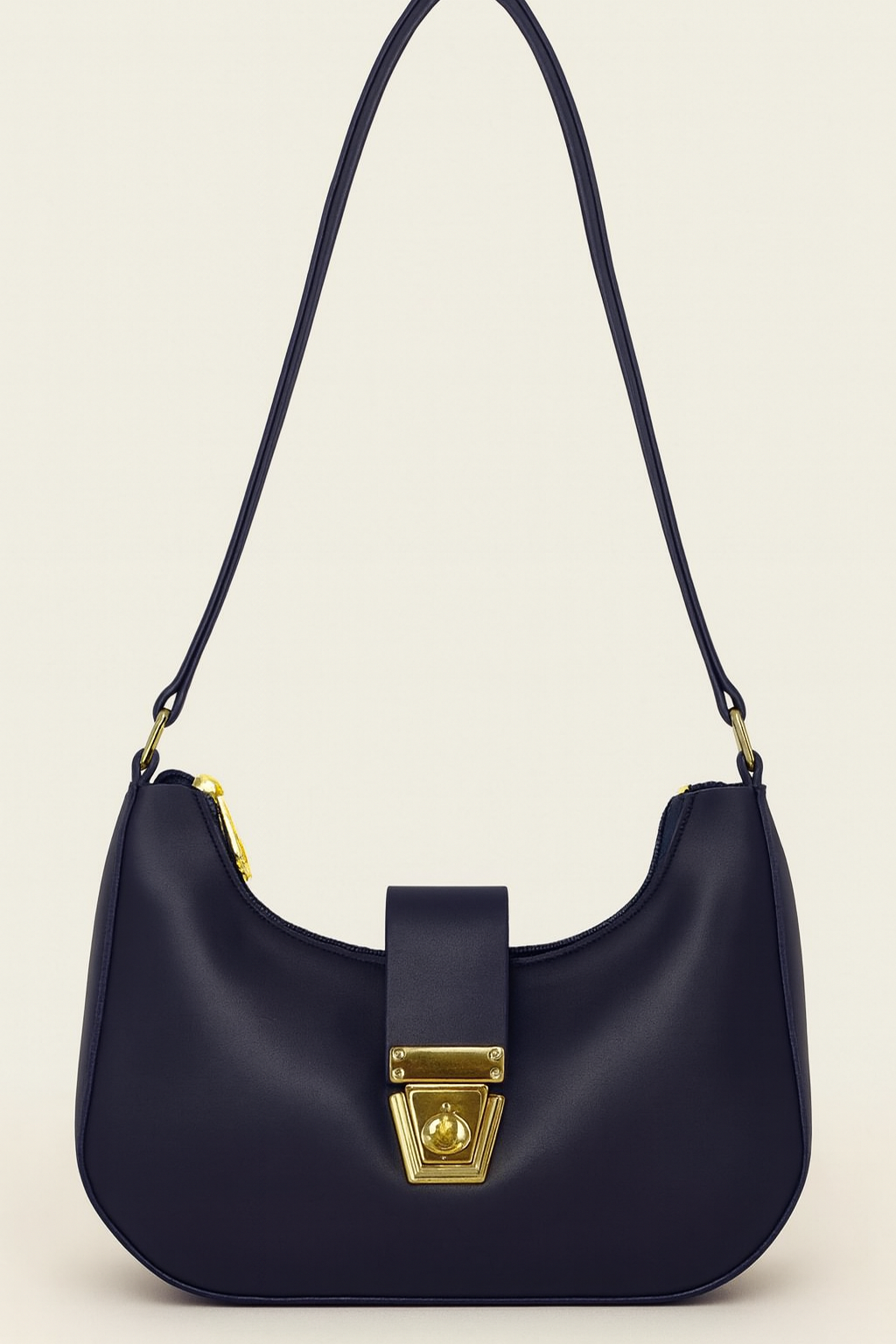 Leather Shoulder Bag(Rich Navy Blue)