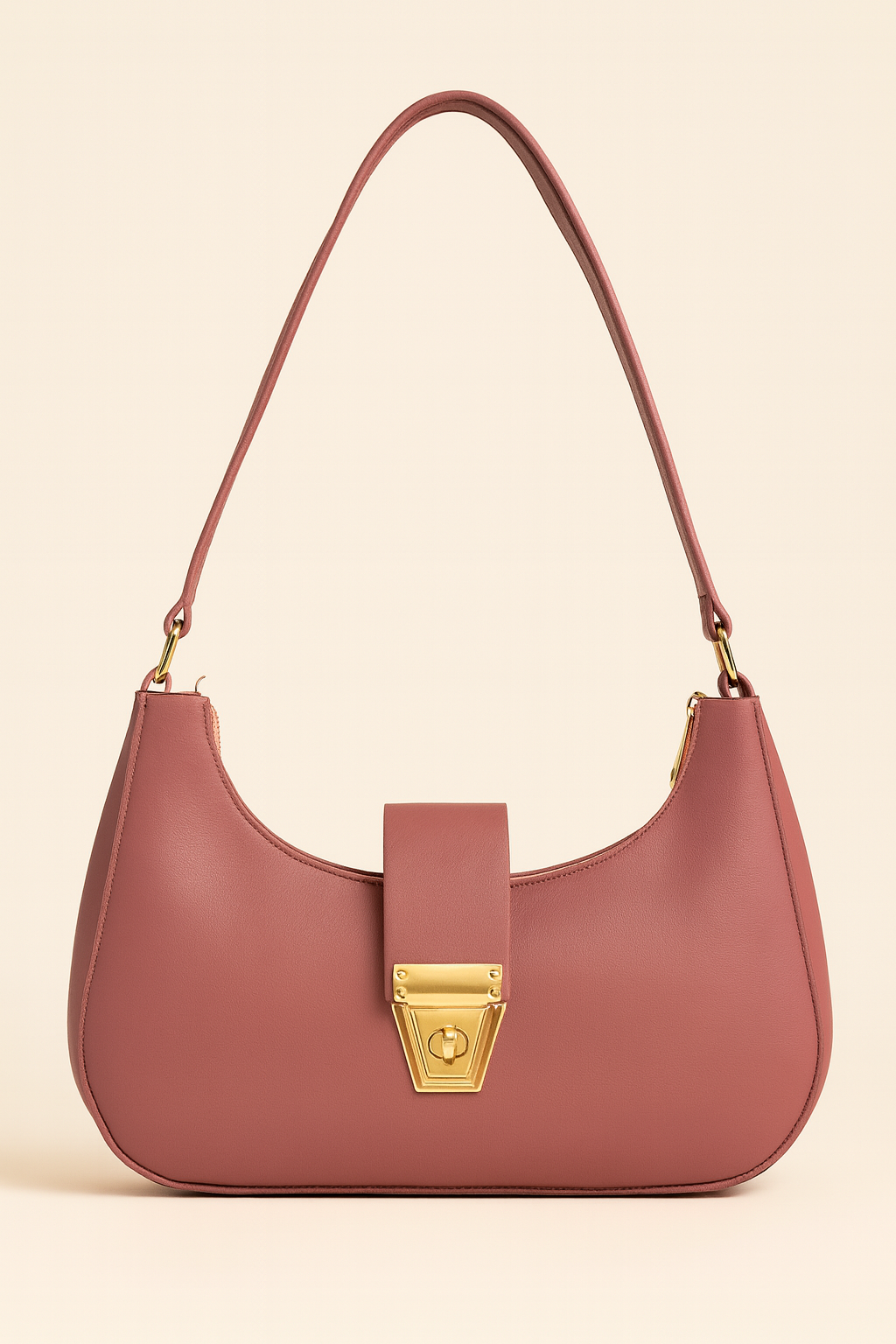 Leather Shoulder Bag(Dark Pink)