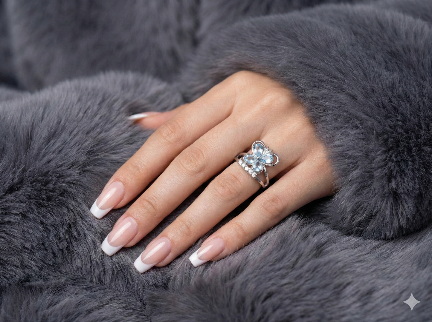 Blue Petal Adjustable Ring