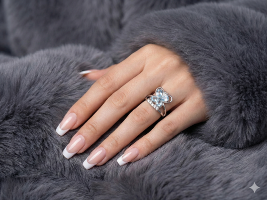 Blue Petal Adjustable Ring