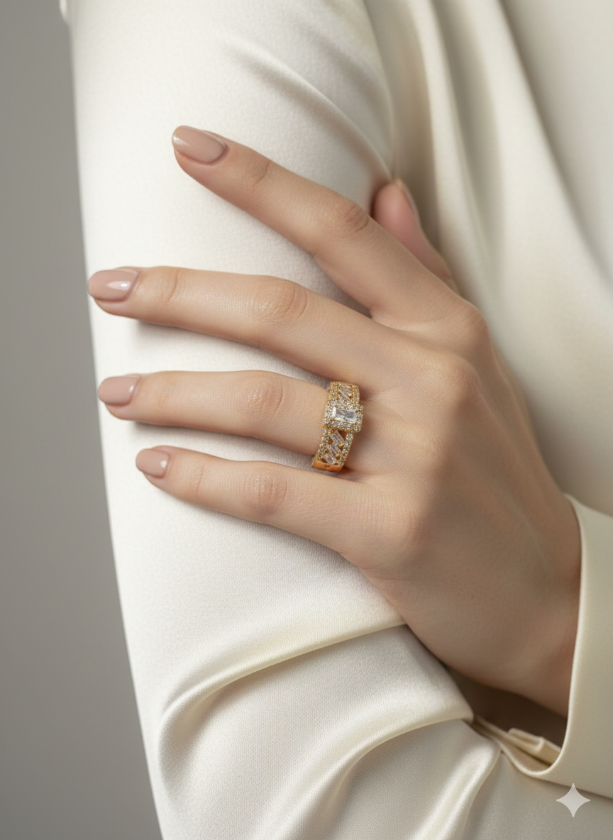 Gold Sparkle Adjustable Ring