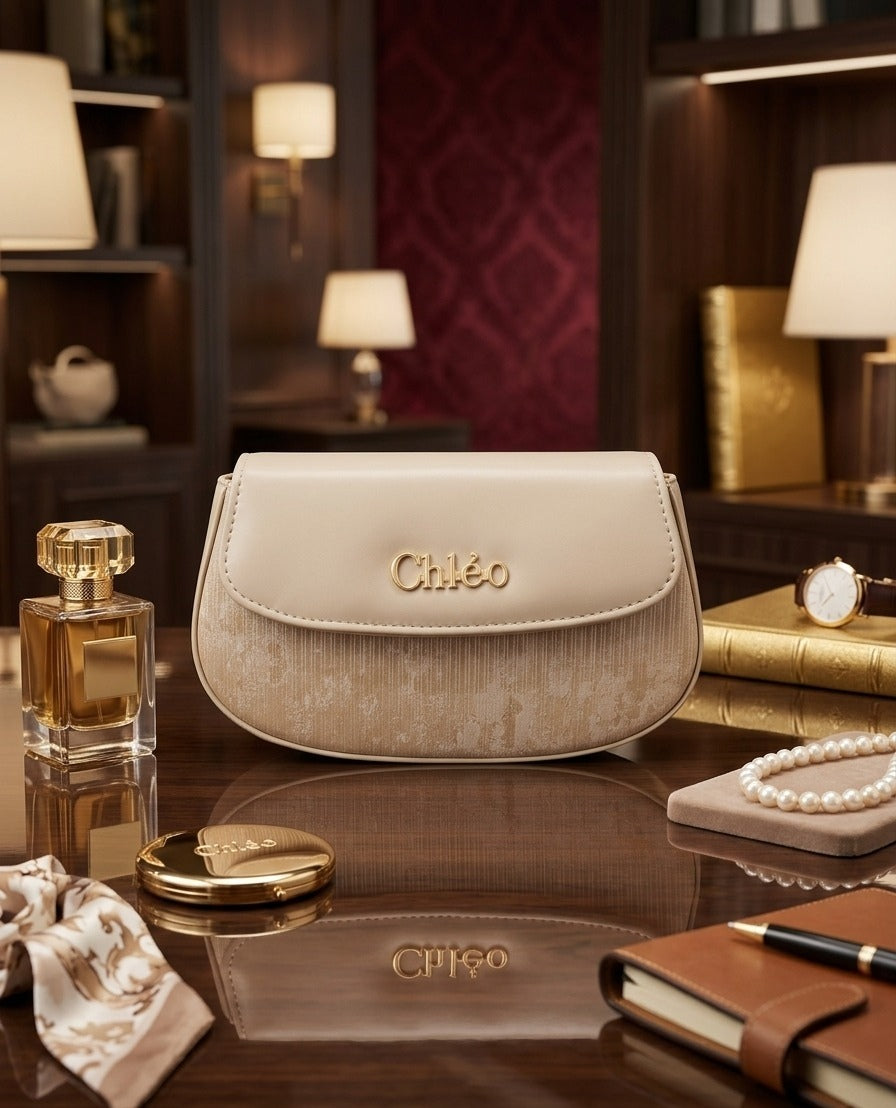 Chlèo Textured Champagne Luxury Handbag