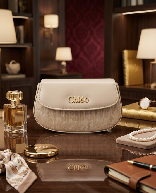 Chlèo Textured Champagne Luxury Handbag